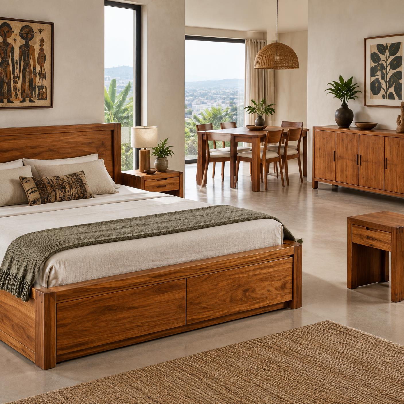 Mobilier en bois massif — Lit coffre 160